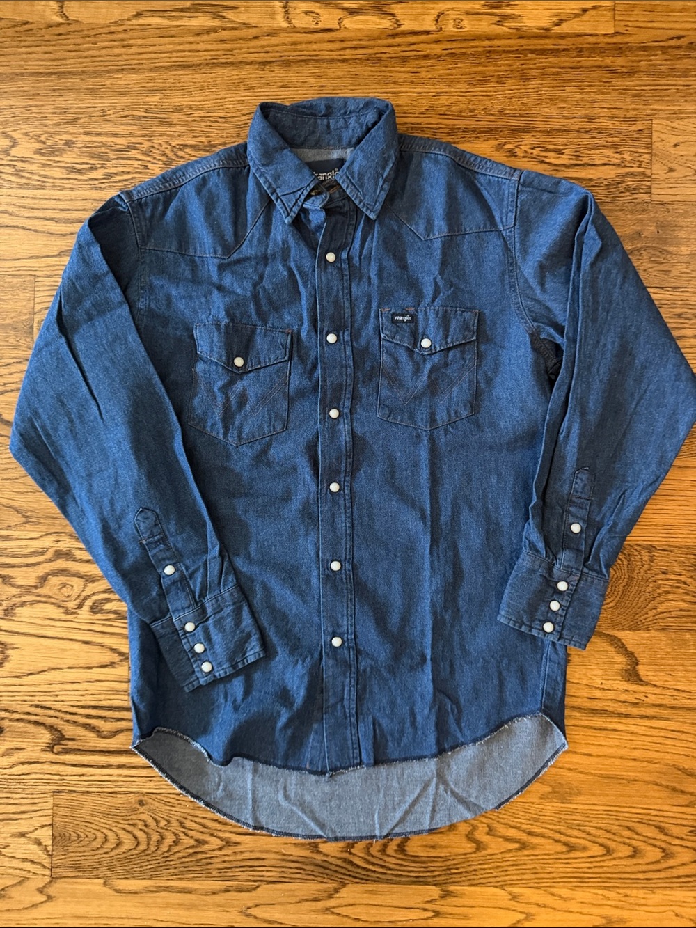 Wrangler vintage or vintage inspired Dark Blue Denim Western Button-Down Shirt